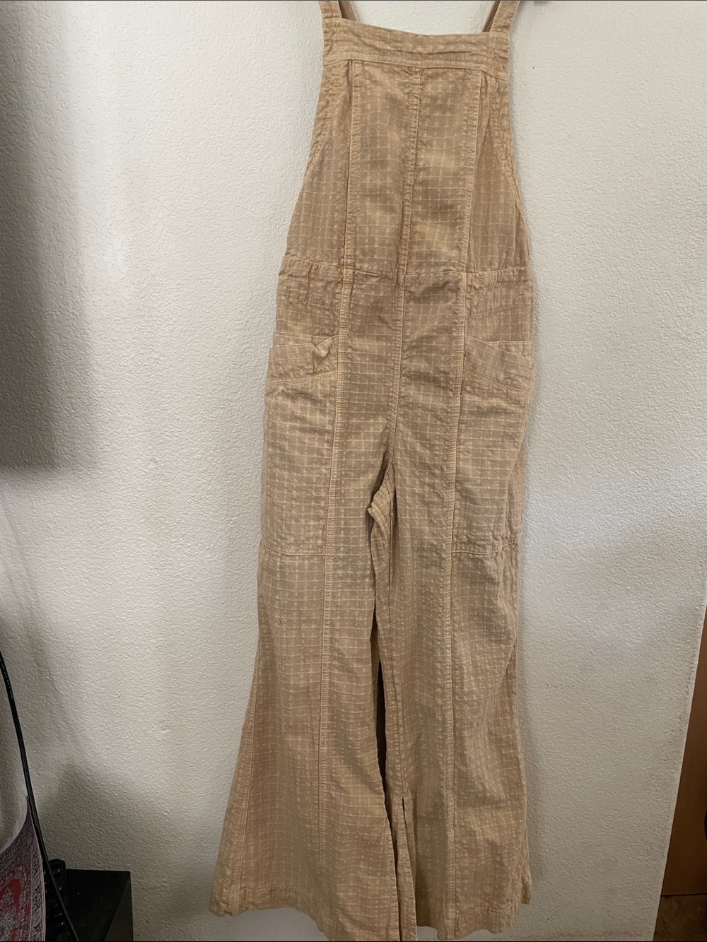 Free People Tan 100% cotton Wide-Leg Overalls Jumpsuit Xs